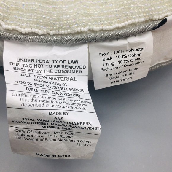 34th&Pine Christmas Silver Snowflake Beaded Sequins Accent Pillow Holiday 15" - Picture 9 of 10